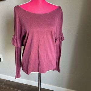 NWT Ruffle Sleeve Sweater Top Maroon Burgundy